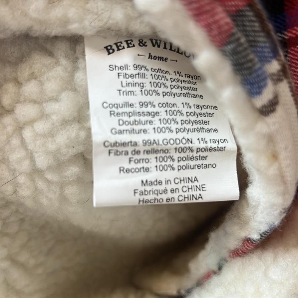 Bee & Willow Home Red Plaid Sherpa Lined Dog Coat Jacket Size Large 15” - 17” - Picture 5 of 6